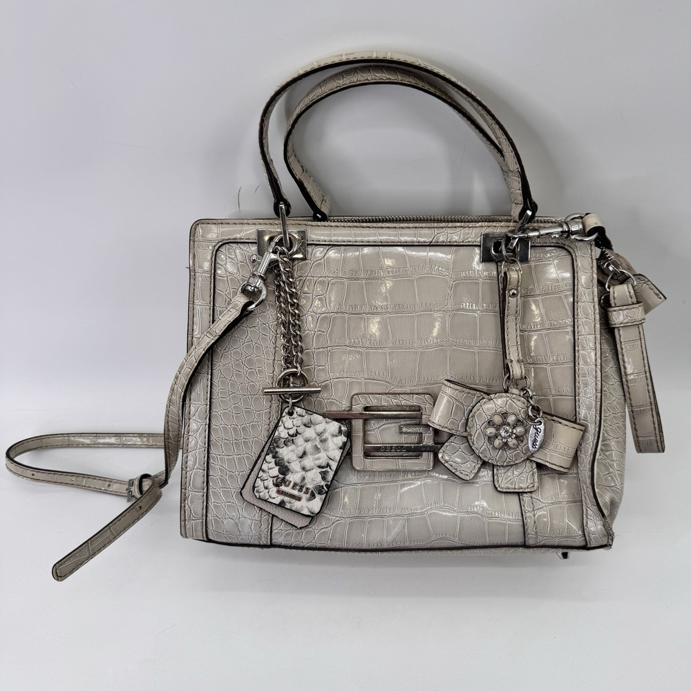 Rare Vintage GUESS Handbag Crocodile Embossed Y2K Charms Read